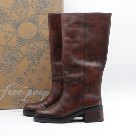 NEW Size 7 Women's Free People Dana Distressed Pull-On Leather Boots - Picture 1 of 16